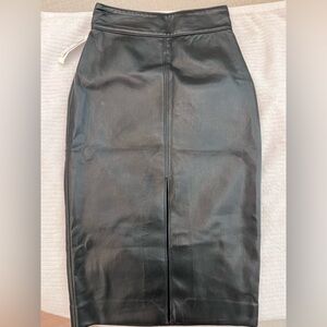 Aritzia leather pencil skirt with slit